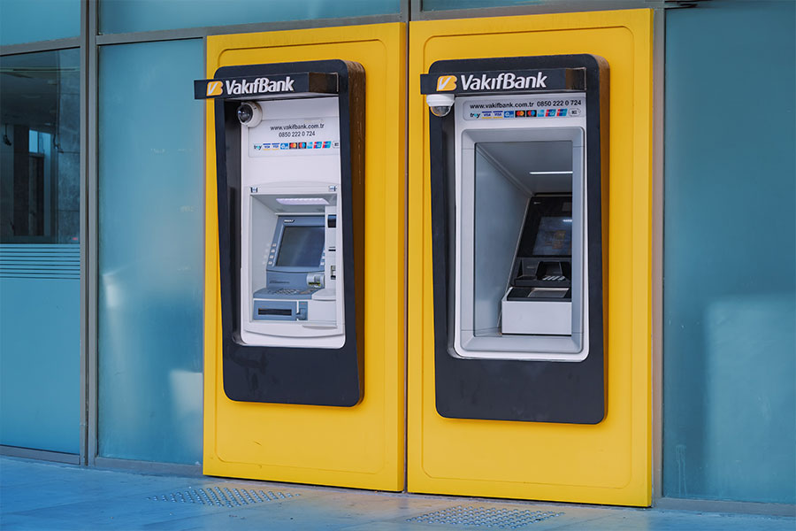 Two ATMs for money withdrawal at the Vakif bank financial department office